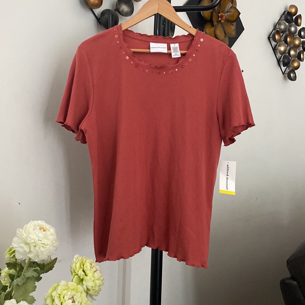 Alfred Dunmer Women's Tops Burnt Orange Medium Shirt